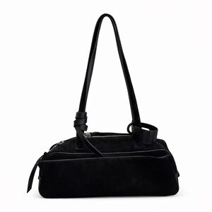 Korean Handmade Elegant Black Suede Women's Handbag perfect for work